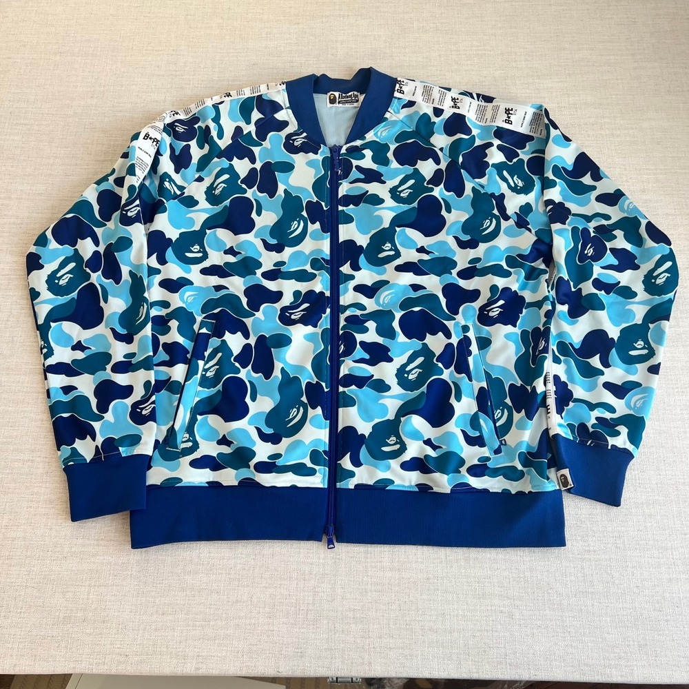 A Bathing Ape Track Jacket Mens XL Blue Camo BAPE STA Logo Tape